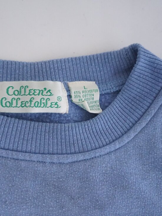 Vintage Alfred Dunner Blue Floral Knit Top Cottagecore Cotton Blend Sweater L - Picture 8 of 8